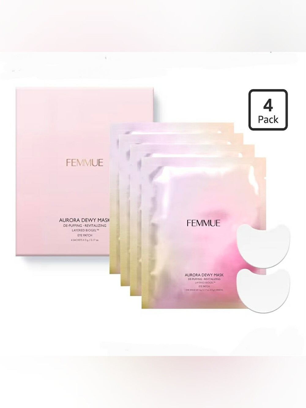 Aurora Dewy Mask Eye Patch – Hydrating Pink Under-Eye Patches 4ct BNIB